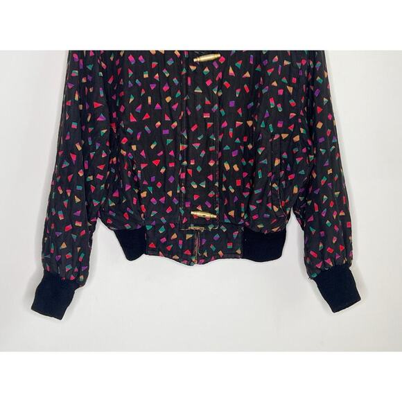 Vintage Crisca Wool/SillbBlend Printed Long Sleeve Full Zip Bomber Jacket 36 - Picture 3 of 11